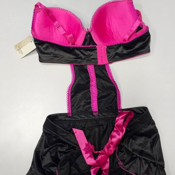 Rene Rofe French Maid Apron Lingerie Floral Lace and Sheer - Picture 8 of 8